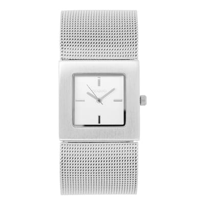 OOZOO Timepieces - Zilverkleurige horloge met zilverkleurige metalen mesh armband - C2001