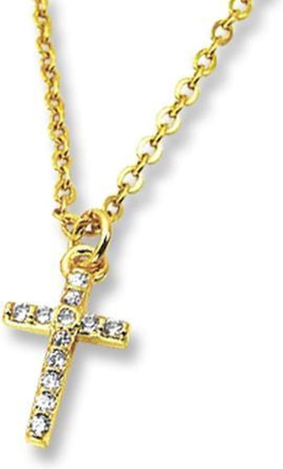 Amanto Ketting Geja G - 316L Staal PVD - Kruisje - 8x14mm - 45cm