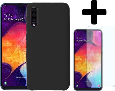 Hoesje - Geschikt voor Samsung Galaxy A50 - Sterk & Shockproof - Siliconen Case - Hoes Cover - Telefoonhoes - Zwart