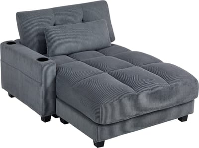 HOMCOM Slaapbank Polyester, meerlaagse plaat 147L x 114B x 86H cm Donkergrijs