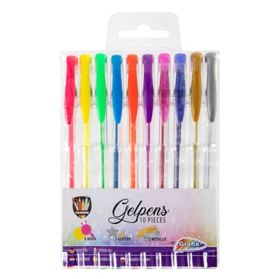 Glitterpennen voor kinderen - 10x stuks - neon en metallic gekleurde gelpennen - Hobbyartikelen - Schoolartikelen