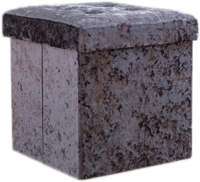 Opvouwbare Opbergkruk - Poef Voetenbank - Ruimte Besparen - Verkruimeld Fluweel - 38x38x38cm - Paars