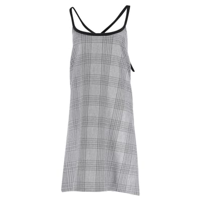Maje geruite mini-jurk met gekruiste bandjes in grijs polyester