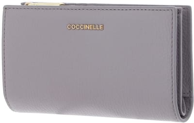 COCCINELLE Leren portemonnee Metallic Soft Wallet Oyster mauve
