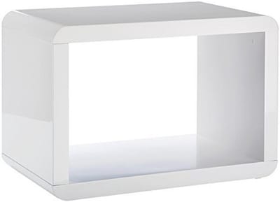 Bijzettafel - Salontafel Hoektafel - Woonkamer Inrichten - Afgeronde Randen - 38 x 63.7 x 42.7 cm - Wit Hoogglans