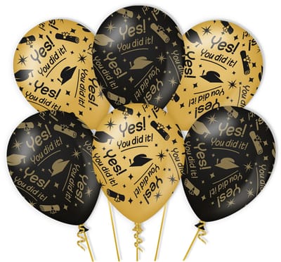 BTH - Helium Ballonnen - Yes You did it - Goud - Zwart - Ballonnen - Verjaardag - Versiering - Decoratie - Feestartikelen