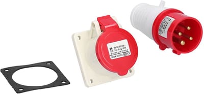 Dailygoody - 4-pins 3-fasen Stekker - Waterdichte Inbouwcontactdoos - Rood - Mannelijke Stekker - Geschikt voor Industriële Toepassingen - 16A 3P+E