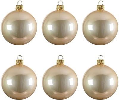 Decoris kerstballen - 6x st - licht parel/champagne - D8 cm - glas - kerstversiering
