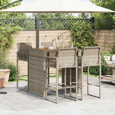 vidaXL - 5-delige - Tuinbarset - zonder - kussens - poly - rattan - acacia - grijs