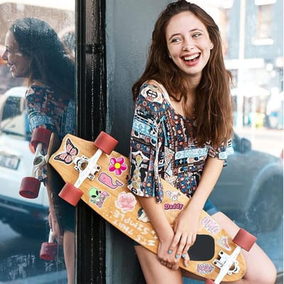 Allecto Plus - Roze boekenstickers, set van 100 stuks, waterdicht en milieuvriendelijk, geschikt voor laptop, boek en skateboard. Trendy en schattige vinylstickers.