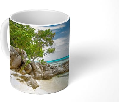 Mok - Koffiemok - Strand - Stenen - Zee - Zomer - Mokken - 350 ML - Beker - Koffiemokken - Theemok