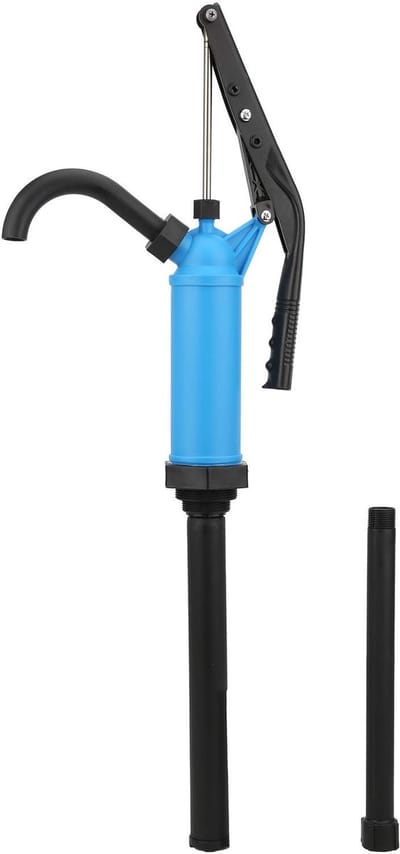 Allecto - 55 Gallon Handmatige Hefboom Trommelpomp - Vloeistof Transport Pomp - Blauw - Duurzaam en Veilig - Ideaal voor Diverse Vloeistoffen - Ges...