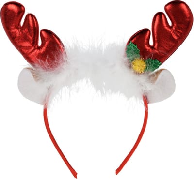Home & styling Kerst diadeem/haarband - rendier gewei met oren - rood - polyester
