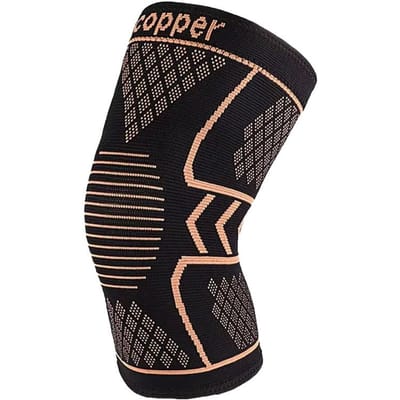 Genouillère de Support Ergonomique en Cuivre Genouillère de Compression Soulagement Douleurs Articulaires Arthrite Sport Entraînement Course à Pied Unisexe M black