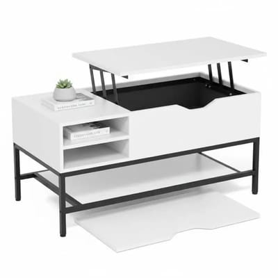 Solidchoice - Dailygoods Opklapbare salontafel met verborgen vak en uitneembare plank-wit - AliExpress 1503