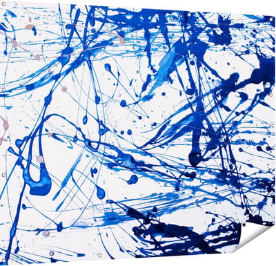 Gards Tuinposter Abstracte Kunst Blauwe Verf - 150x120 cm - Tuindoek - Tuindecoratie - Wanddecoratie buiten - Tuinschilderij