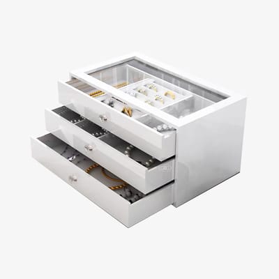 Sieradendoos Lot | Wit | Acryl | Sieraden organizer | Jewellery organizer | Sieraden opbergen | Opberg box | Organizer | Velvet onderkant | Ringen display|  Jewelery organizer | Jewellery box | Jewelery box | Sieradenbox | Organizer | Beautybox |