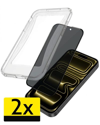 Anti-Spy Screenprotector - Geschikt voor Apple iPhone 17 Pro - 2 Stuks - Met Installatie Kit - Flexibel Glas - Privacy Beschermglas - Tempered Glass - Screen Protector