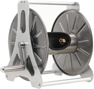 Tuinslanghouder - Slanghaspel - Tuinonderhoud - Wandmontage of draagbaar - 100 m capaciteit - Zilver