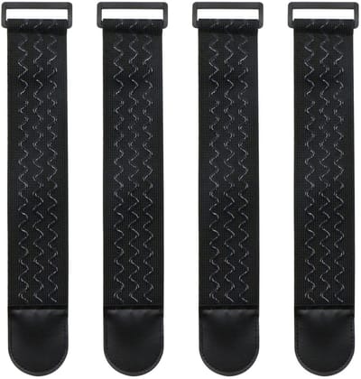 Virtubuy - Elastische Straps - Non-Slip Stretch - Voor Hoses en Kabels - Zwart - Herbruikbaar - Ideaal voor Fietsen en Camping - Pack van 4