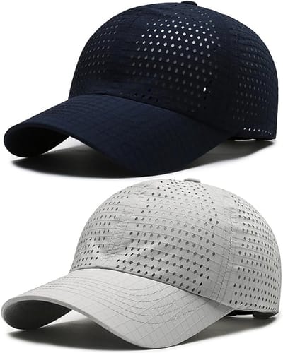 2 Stuks Net Sneldrogende Baseball Petten voor Mannen Vrouwen - Ademend Geperforeerd Lichtgewicht Hardloop Pet - Verstelbare UV Bescherming Sport Pet voor Golf Joggen Vissen Buiten Reizen