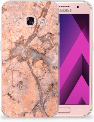 TPU Hoesje voor Samsung Galaxy A3 2017 TPU Siliconen Hoesje Marmer Oranje