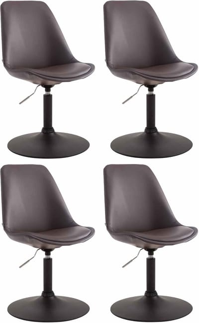 CLP Maverick Set van 4 Eetkamerstoelen - Kunstleer bruin zwart