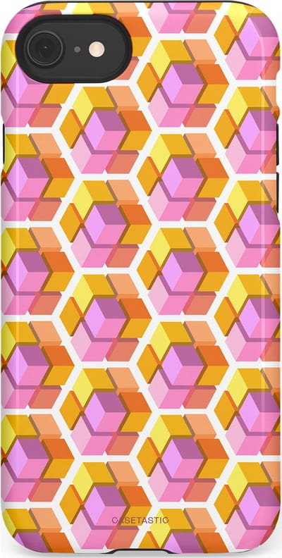 Casetastic Hoesje Geschikt voor Apple iPhone 7/8/SE - Stijlvolle Beschermende Duo-layer Case - Pastel Hex Kunst
