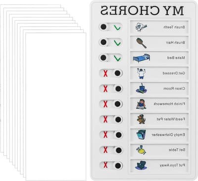 Checklist Bord voor Huishoudelijke Taken, Dagelijkse Herinneringen en To-Do Lijsten voor Kinderen en Volwassenen, Vervangbare Memo Kaarten voor Thuis, School en Reizen, Plastic Whiteboard