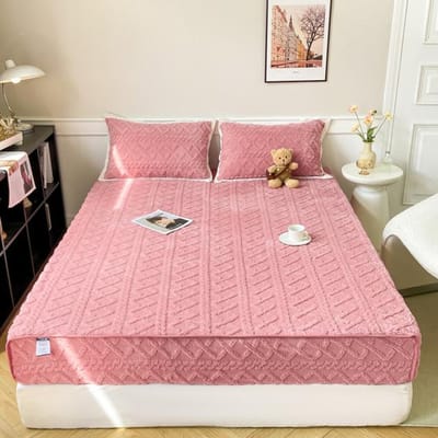 Zacht Jacquard Hoeslaken Effen Taff Fluwelen Elastische Band Hoeslaken Matrasbeschermer Hoes Dikke Bedsprei Matrashoes 48X74cm roze