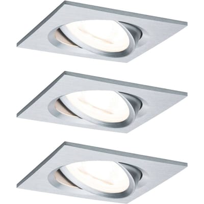 LED-inbouwlamp 3-Step-Dim Nova Basisset zwenkbaar hoekig 84x84 mm 50° GU10 3x6,5W 3x460lm 230V dimbaar 2700K Alu gedraaid