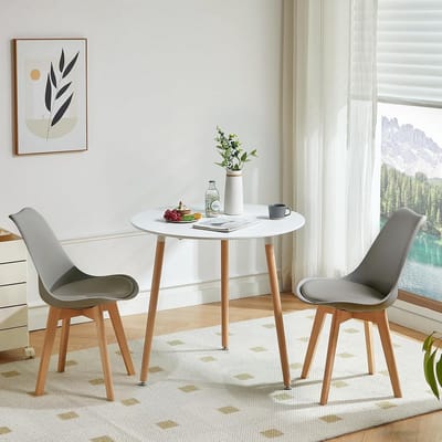 Ronde Eettafelset met 2 Scandinavische Stoelen voor Keuken of Balkon