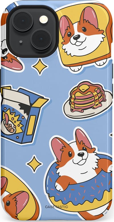 Casetastic Hoesje Geschikt voor Apple iPhone 15 Magsafe - Stijlvolle Beschermende Duo-layer Case - Hondenfeest Ontbijt