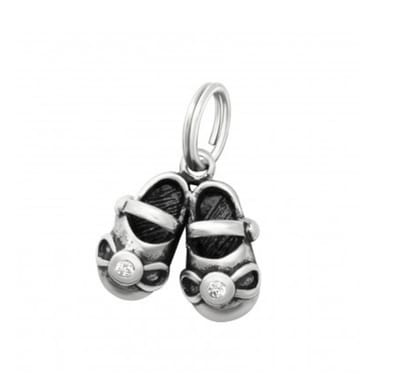 Hanger- Babyschoentjes - Zilver - Bedel