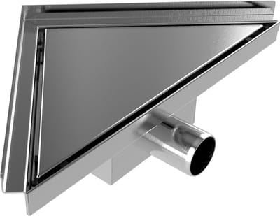 Nurion - Hoek Douchedrain 20 x 28 x 9,1cm - RVS douchedrain met Zijuitloop - Douchegoot voor Hoek
