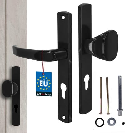 Deurbeslag Set - Deurkruk Deurknop - Toegangscontrole - Gepoedercoat Zinklegering - 72 mm afstand - Zwart