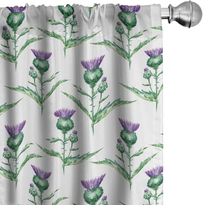 ABAKUHAUS Distel Voorhangen – Gordijnen – Botanische Print – 2x75x225 cm