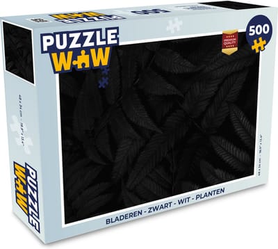 Puzzel Bladeren - Zwart - Wit - Planten - Botanisch - Legpuzzel - Puzzel 500 stukjes