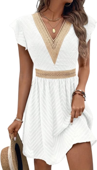 Livano Zomerjurk Dames - Zomerjurken - Volwassen - Jurk - Ibiza Stijl - Sundress - Wit - Maat XS