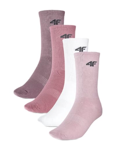 Set van 4 paar meisjessokken 4F F297 hoog katoen roze 32/34 EU