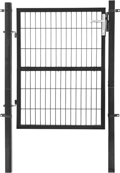 ESTEXO Tuindeur, tuinhek, hekpoort, tuinpoort, tuindeur, tuinhek, inclusief paal, slot, deurklink en sleutels (RAL 7016 Antraciet / 1,00 m)