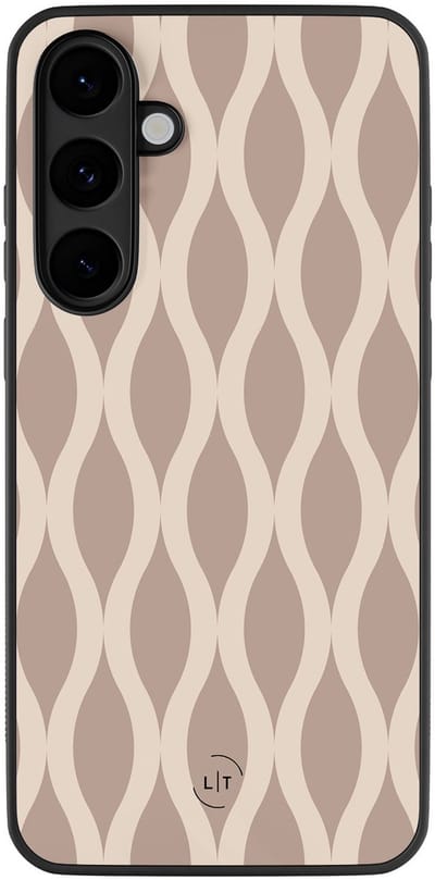 Leuke Telefoonhoesjes - Hoesje geschikt voor Samsung Galaxy S25 FE - Abstract beige - Backcover zwart - Print / Illustratie - Beige