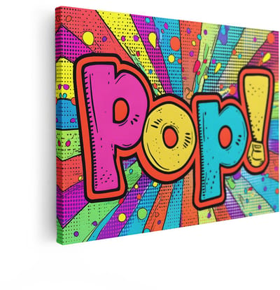Artaza Canvas Schilderij Pop Art - 80x60 cm - Wanddecoratie Kleurrijk - Muurdecoratie Tekst - Decoratie Retro - Schilderijen Op Canvas