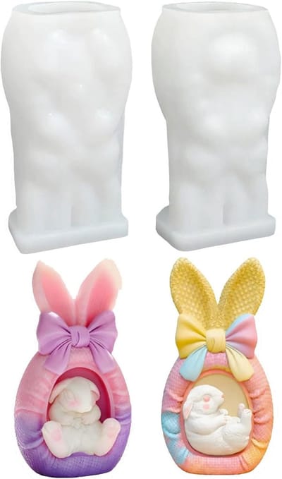 Set van 2 Siliconen Mallen voor Pasen - Schattige Konijn Mallen voor DIY Decoratie, Chocolade en Zeep Gieten