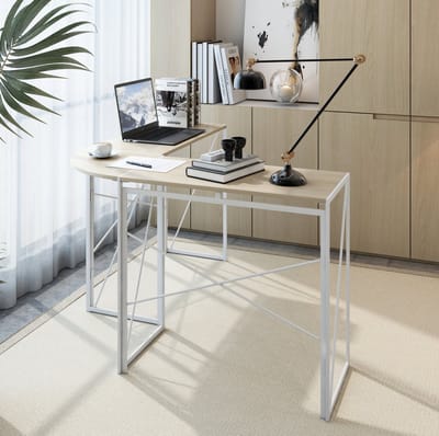L-Vorm Bureau - Ruim Hoekbureau Voor Werken En Studeren - Ruimtebesparend Voor Thuiskantoor En Slaapkamer - Metaal En Houtkleur - 118x118x74,5 Cm