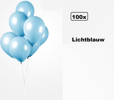 100x Ballonnen licht blauw 27cm - Carnaval thema feest party oud en nieuw festival