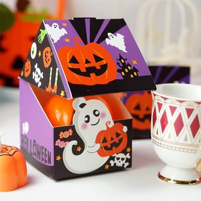 Lot de 10 boîtes d'emballage carrées pour Halloween, pour sucre, biscuits, tartes aux œufs, papier d'emballage créatif DIY 10pcs