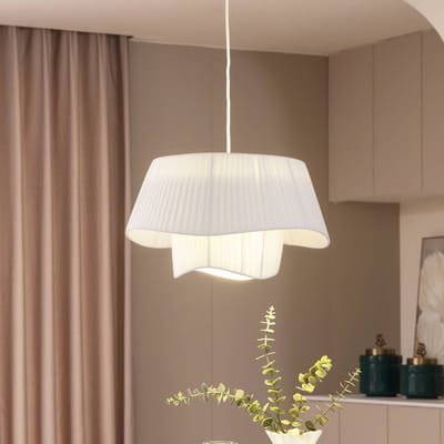 Lindby - Hanglamp - 1licht - IJzer, textiel - H: 19.8 cm - E27 - wit