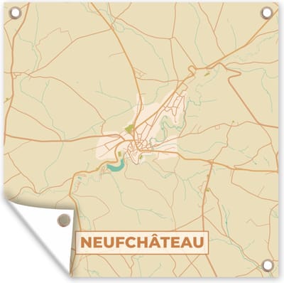 Tuin poster Neufchâteau - Vintage - Plattegrond - Stadskaart - Kaart - 200x200 cm - Tuindoek