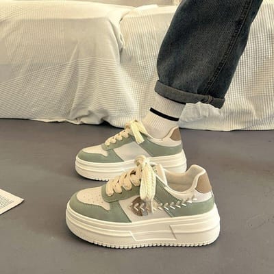 Chaussures de planche Enfants Automne Nouveau à semelle épaisse Polyvalentes Sport et Loisirs Chaussures blanches Tendance 40 vert